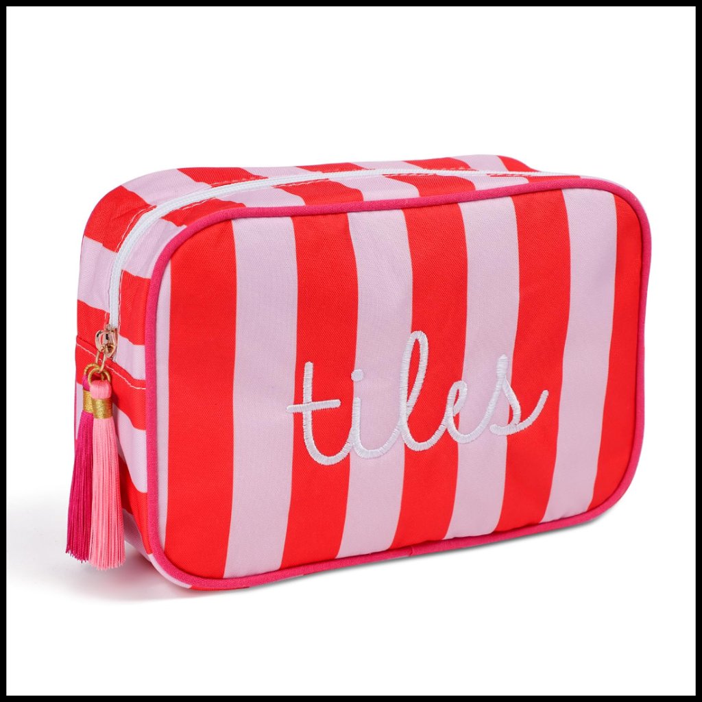 Mahjong Tile Bag Embroidered Case Portable Zippered Travel Storage Pouch